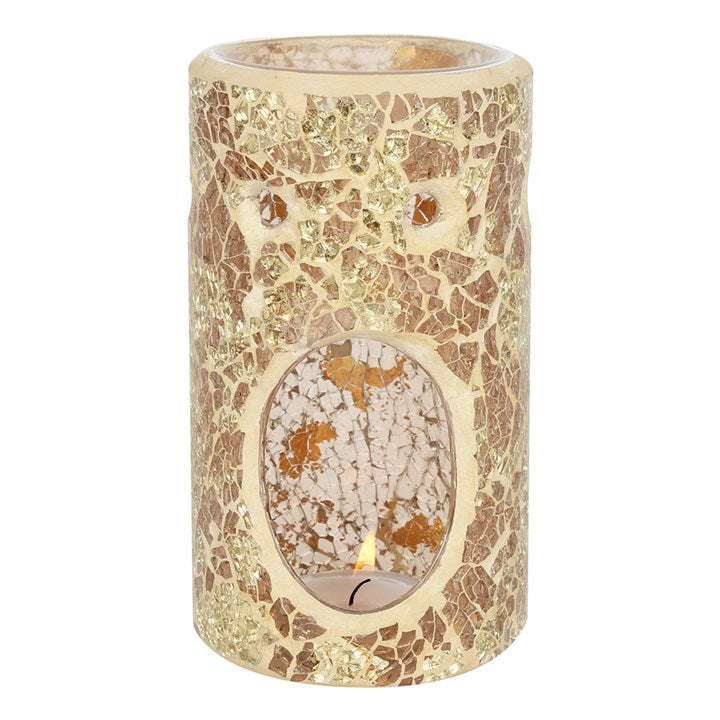 Kominek na Woski i Olejki Gold Pillar Crackle Glass