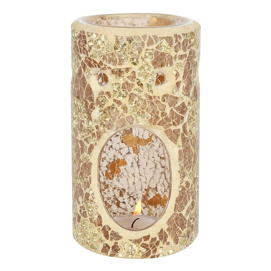 Kominek na Woski i Olejki Gold Pillar Crackle Glass