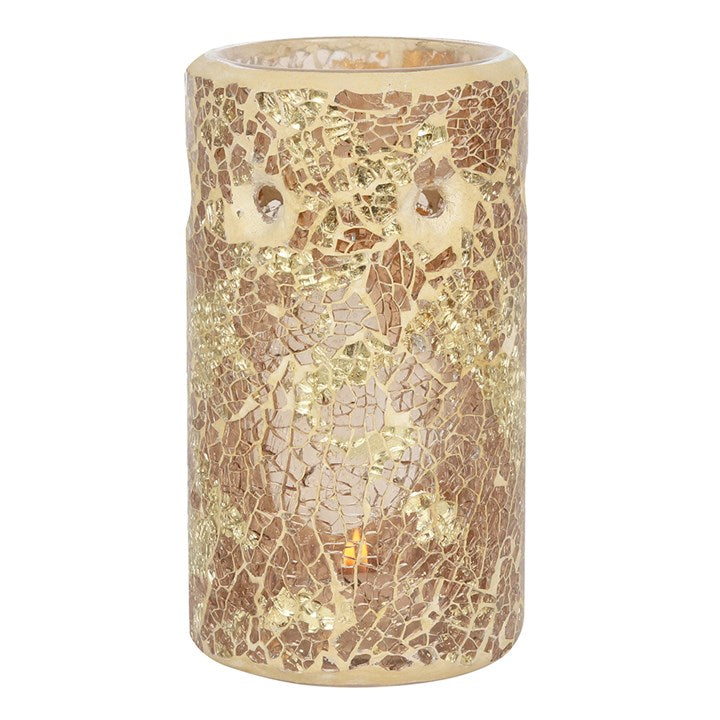 Kominek na Woski i Olejki Gold Pillar Crackle Glass