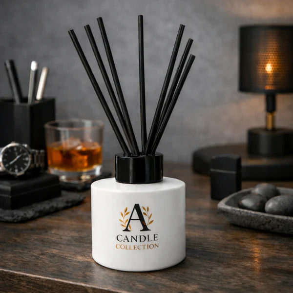 Czarne patyczki z włókna do dyfuzora zapachowego 19 cm w eleganckim dyfuzorze zapachowym