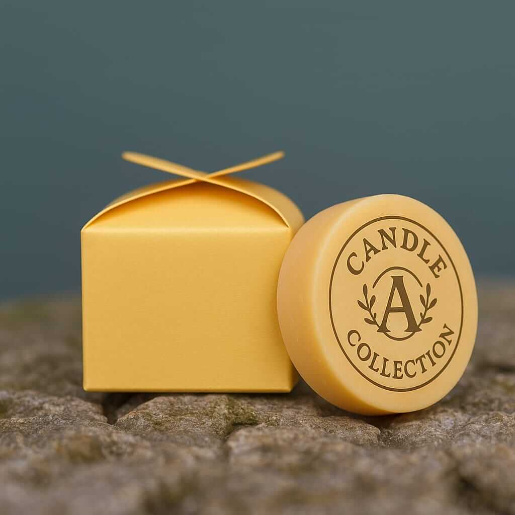 wosk sojowy Peonies obok pudełka