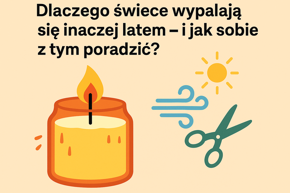 Ilustracja poradnika: dlaczego świece wypalają się inaczej latem i jak sobie z tym poradzić