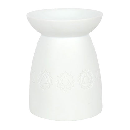 Biały Ceramiczny Kominek na Woski i Olejki Seven Chakra|candleroom.pl
