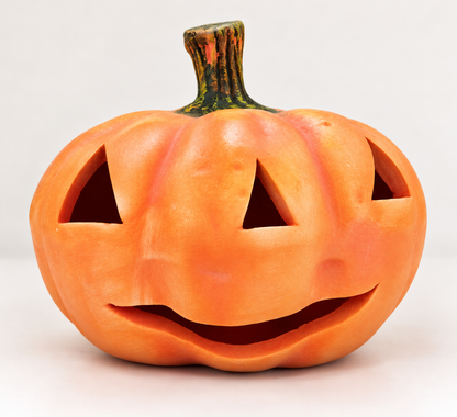 Dynia ceramiczna Halloween, pomarańczowa, 17 × 18 cm