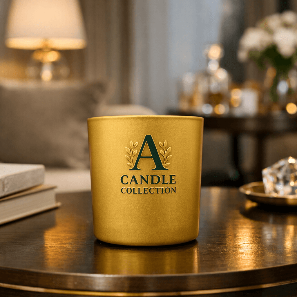 Świeca sojowa Unearthly 210g A Candle Collection w aranżacji salonu, perfumowy zapach wanilii i tonki, wieczorny klimat wnętrza